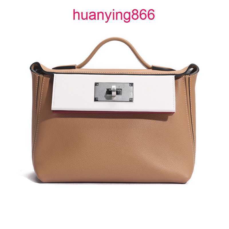 

Original Edition 8a for Bags Designer Herms's Woman the Factory of h Family's Pure Hand Sewn Wax Thread Eve and Swift Leather Mini 2424 Kelys's Shoulder Messenger 1 2MIV, Vajra black