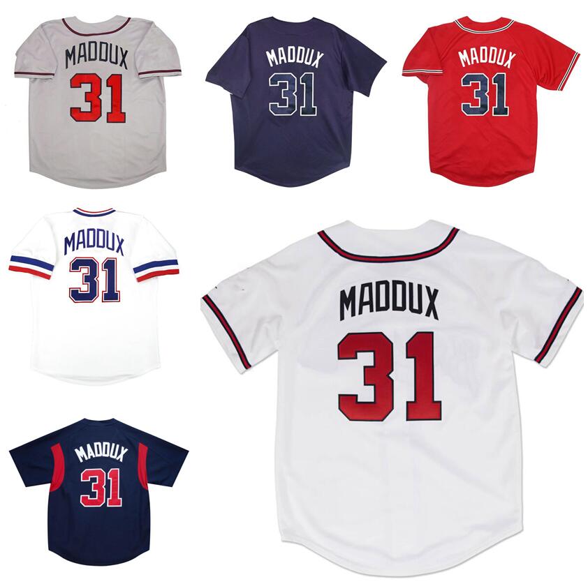 

Stitched Baseball Jerseys 31 Maddux Mitchell Ness jersey 1995 2003 Men Women Youth S-4XL retro jersey