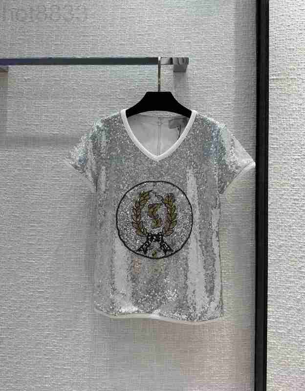 

Women' T-shirt Designer Milan Runway Tops 2023 New Spring Summer o Neck Short Sleeve Print Tees Brand Same Style FZ2E, Silver