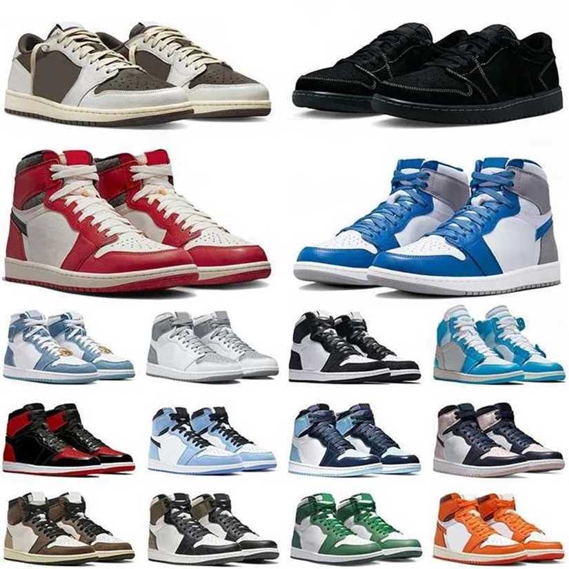 

1 1s 2023 Mens basketball shoes low retro Black Phantom Lost & Found Bred Patent Gorge Green True University Blue Dark Mocha men women trainer sports Sneakers OE0Y, 13
