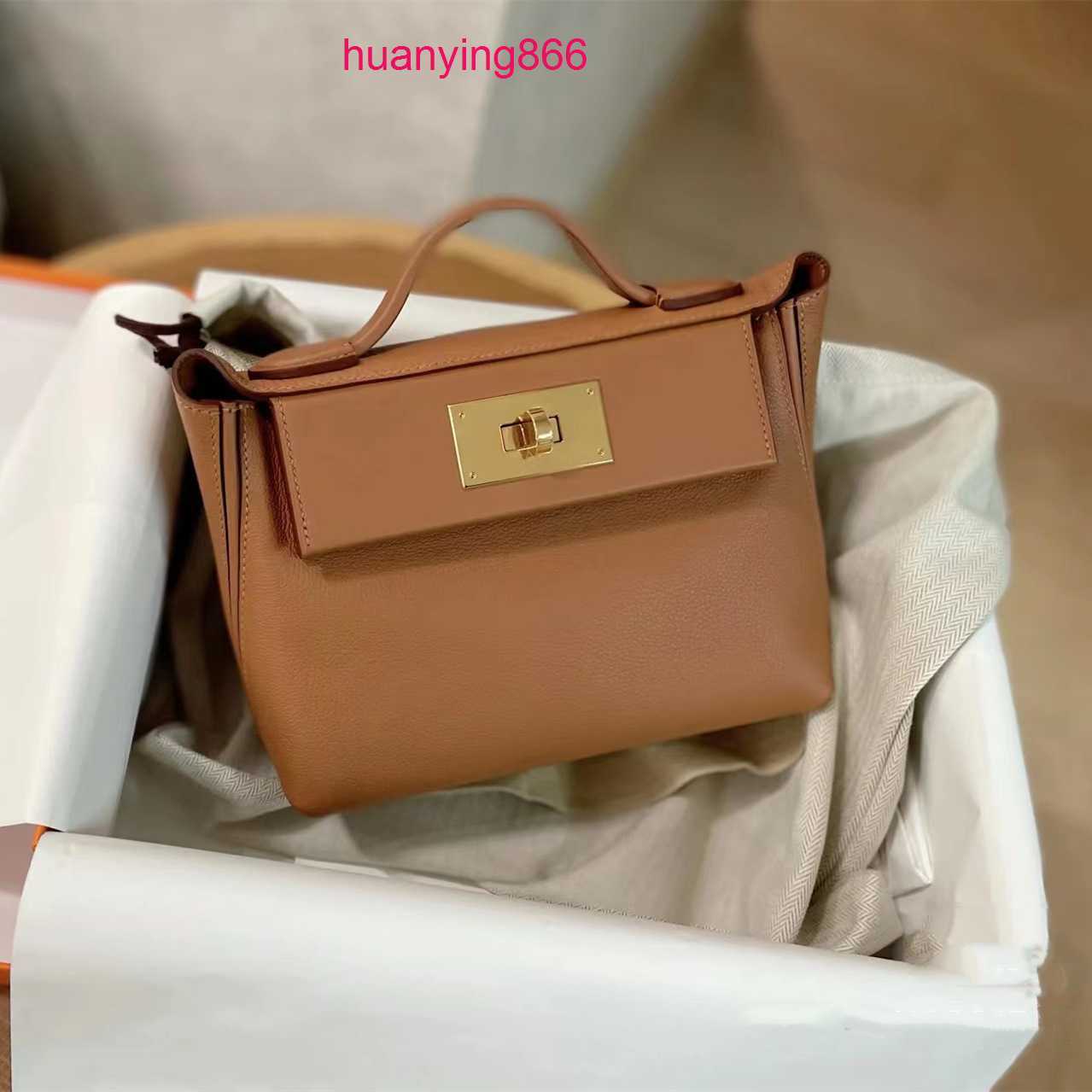 

for Bags Designer Herms's Woman Leather Top Layer Cow 2424 Kelys's Lock Buckle Single Shoulder Diagonal Cross Shoulders Large Capacity Fashion Trend Women's 3M62, Golden brown (top cow leather)