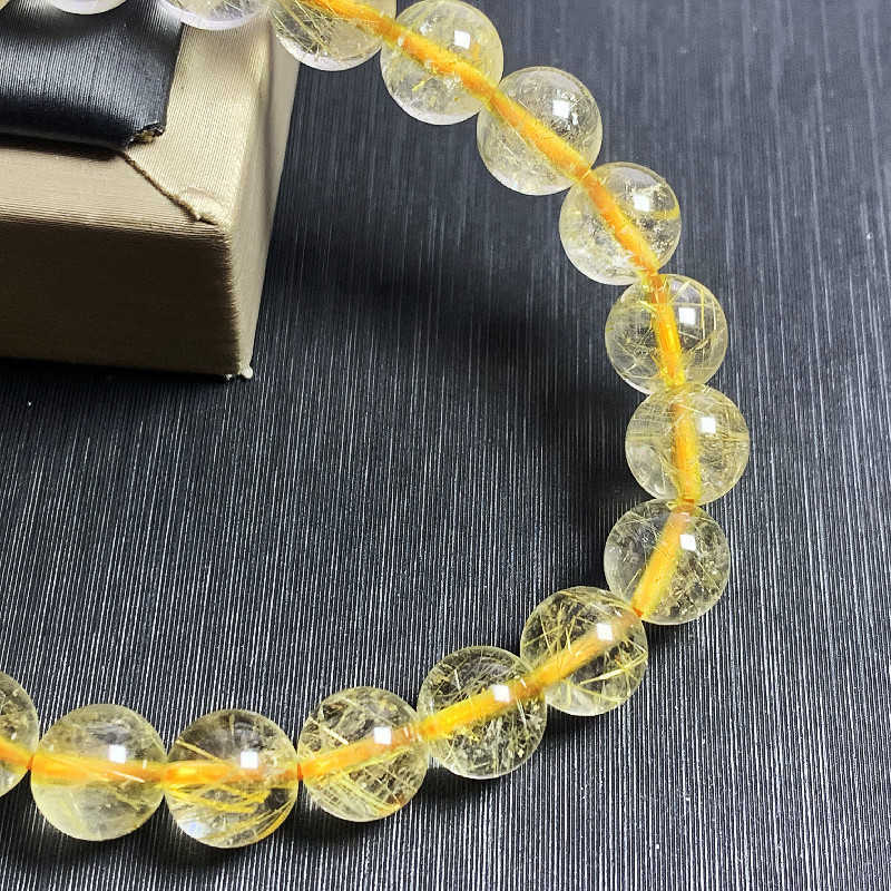 

Bracelets Natural Brazilian titanium transparent blond thick hair cat eye Venus crystal wealth charm bracelet jewelry link A