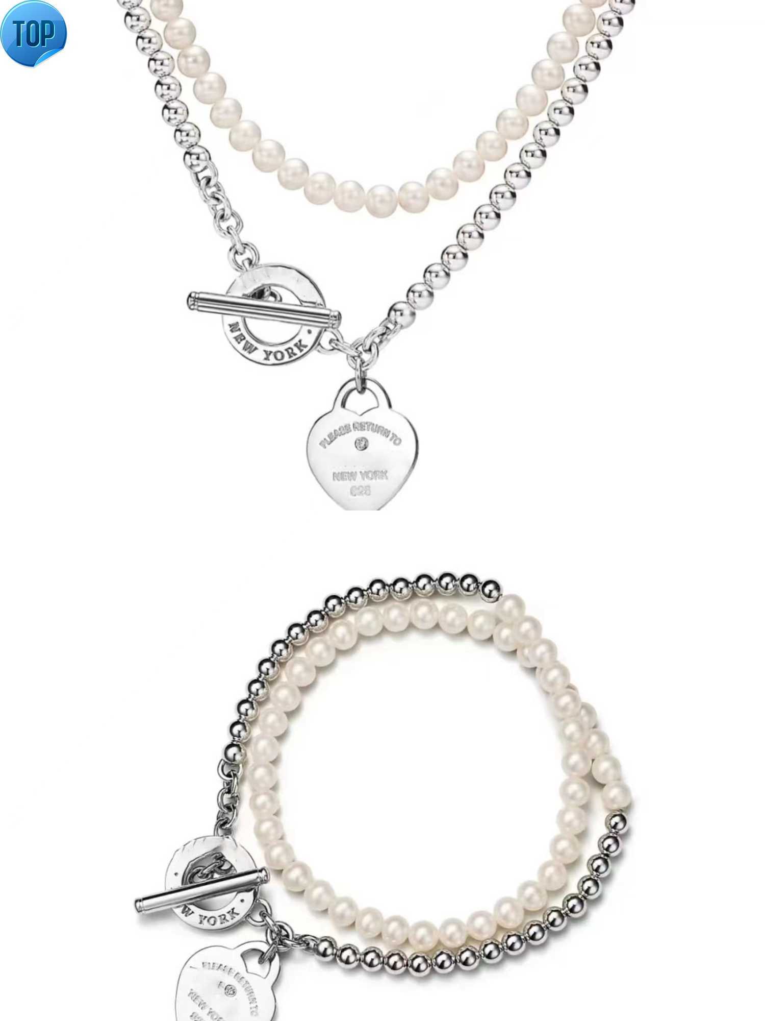 

gold torque bangle pendant necklace set Pearl double layer fine Jewelry chain bangle link chains love designer watches women men couple