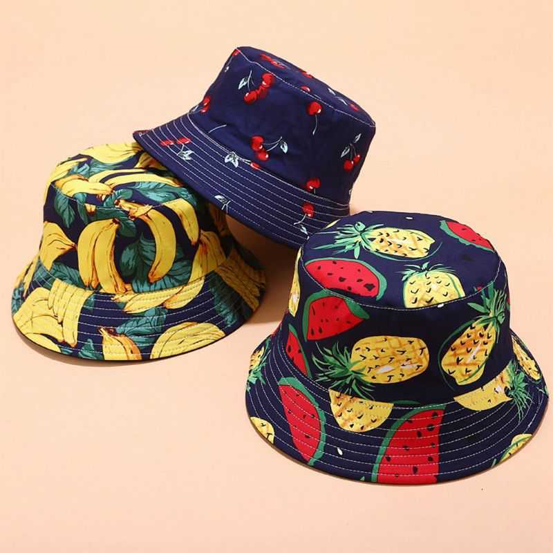 

HBP Men Wide Brim Hats Women Summer Reversible Pkable Bucket Hat Colorful Harajuku Wide Brim Tropical Fruits Pineapple Banana Print Fisherman Cap P230311