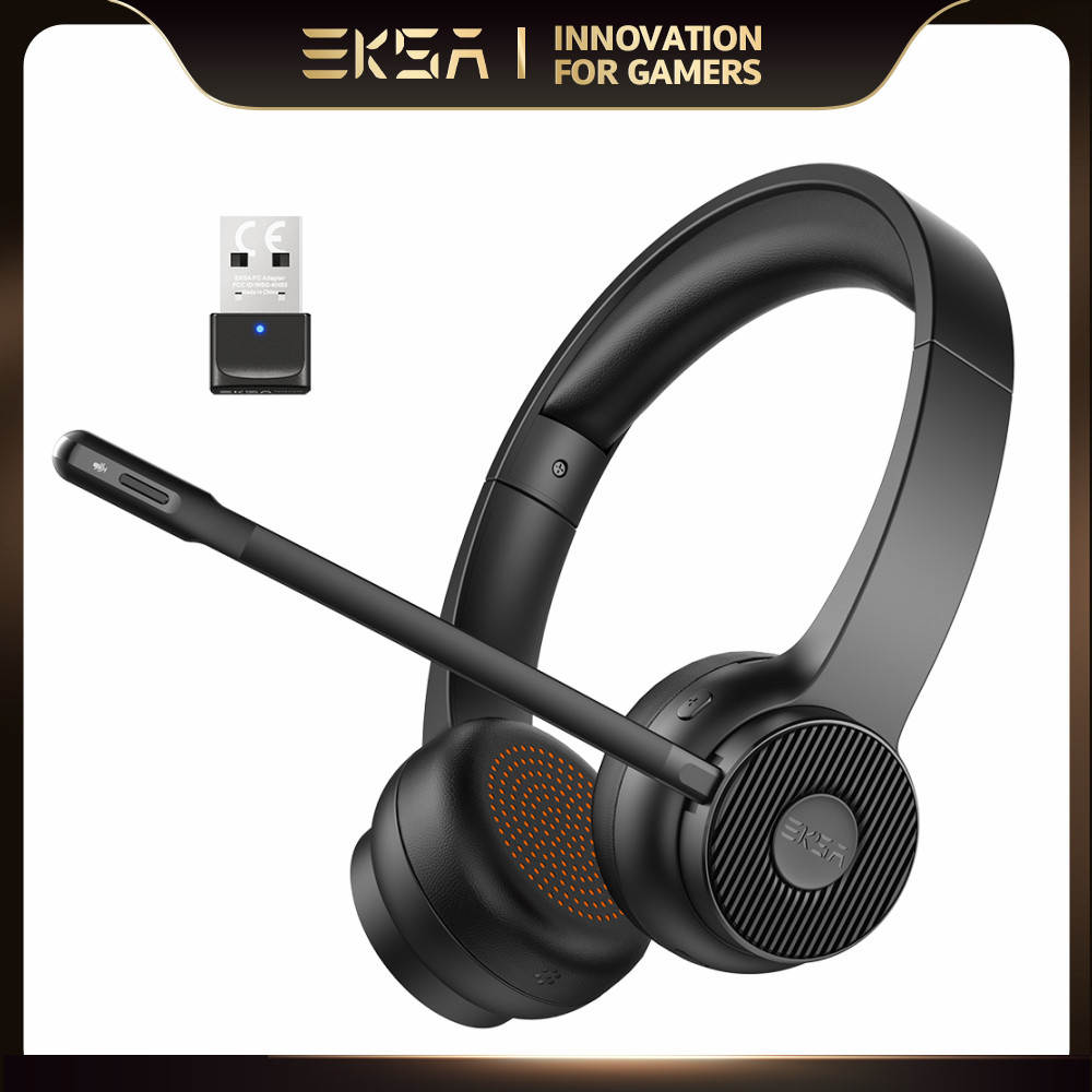- H16 Bluetooth 5.2 Headsets PC Wireless Headphones AI ENC Mic 35H Talk Time with USB Dongle for Office/Call Center-image-849051676