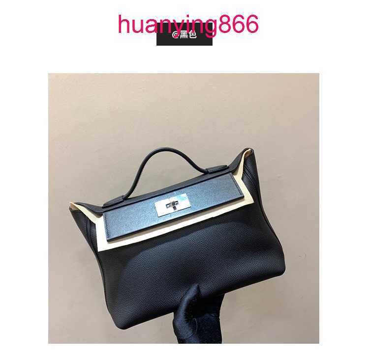 

for Bags Designer Herms's Woman 2022 Model 2424 Head Layer Lychee Grain Cow Leather Kelys's Bag Fashion Versatile Shoulder Handbag 8 4VM8, Black small