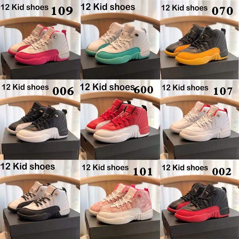 

Bred 12S Kids Basketball shoes Rubber Breathable Leather 12 XII Taxi Dark Blue Gym Red the Master Grey Vivid Pink FrenchFlu Game toddler bab, With original box