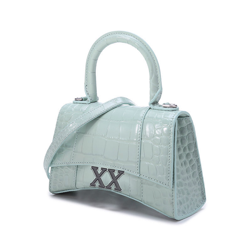 

Handbag Women's Shoulder Bag Leather Material Bottom Curved Buckle Design Blue, Customize