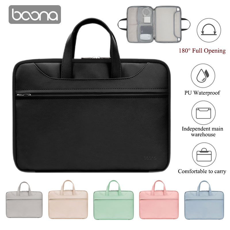 Boona PU Leather Laptop Bag 13/14/15/15.6 inch Fashion Laptop Case Tablet Sleeve Bag for Macbook Air Pro13 HP DELL Notebook Bag-image-849032832