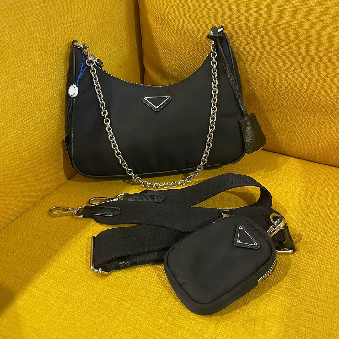 

Hot 3 piece nylon hobo bags Handbag women Crossbody Accessories Fashion Wallet bestselling black Chain bag prettyplus Ladies Shoulder Luxury Designer Bag