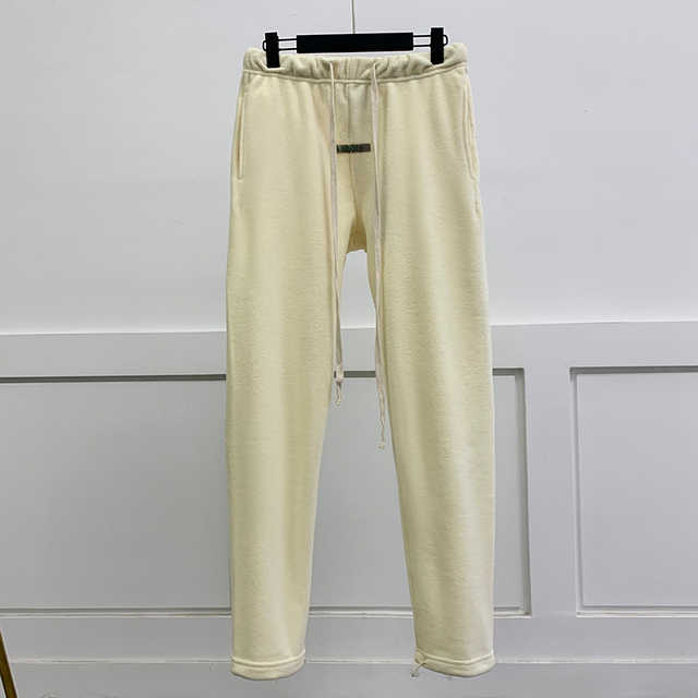 

Designer ES Men Polar Fleece Sweatpants Double line Drawstring Pants Couple Hip Hop Trousers Loose High Street Casual Pant EW72, Beige