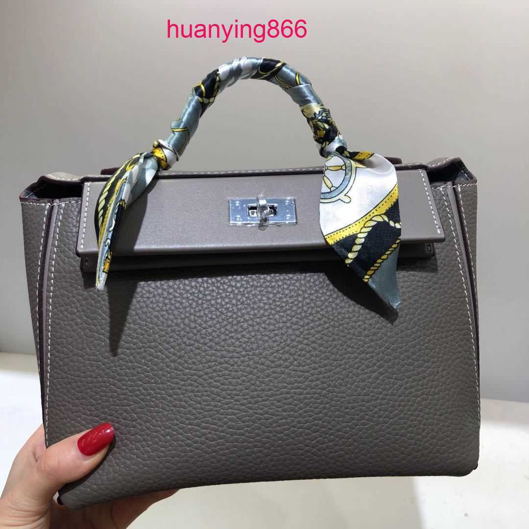 

for Designer Herms's Bags Woman 2022 Model 2424 Head Layer Lychee Grain Cow Leather Kelys's Bag Fashion Versatile Shoulder Handbag 9 973P, Dark blue trumpet