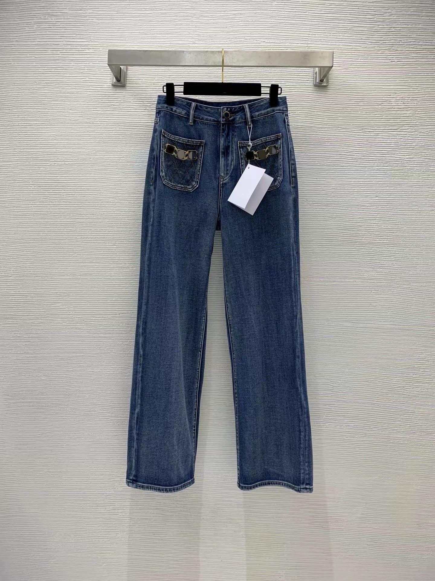 

Designer Jeans 2023 New Spring Summer Fashion Panelled Straight Pants Brand Same Style Pants Luxury Women' Clothing 0311-1, Blue