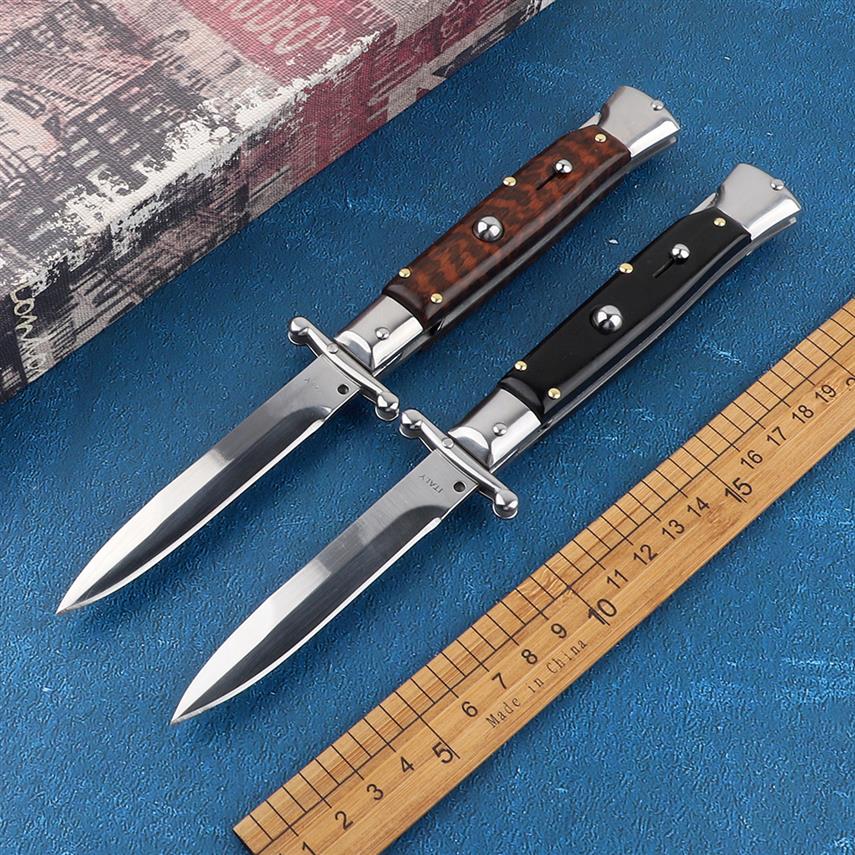 

BM High Quality 9 Inch Snake Wood Italian Style Folding Knife EDC Pocket Double Action MT Moving Knife Tactical Double Action Surv255f