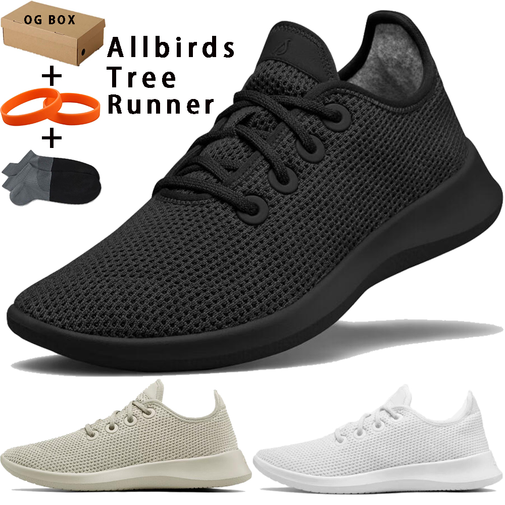 

With Box Allbirds Tree Runners Classic Running Shoes Breathable summer mens triple white black wheat low sneakers womens beathable trainers jogging walking shoes