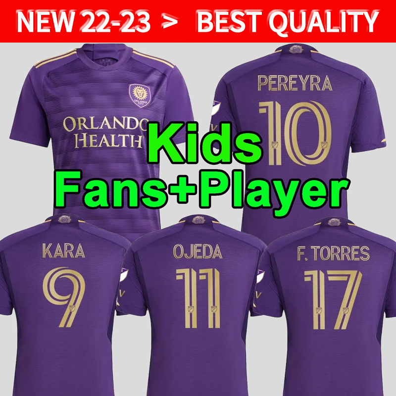 

MLS 2023 2024 Orlando city Home Soccer Jerseys 23 24 KARA PEREYRA OJEDA F.TORRES Football Shirt Uniforms top FANS PLAYER VERSION Men kids kit, 23 24 home fans