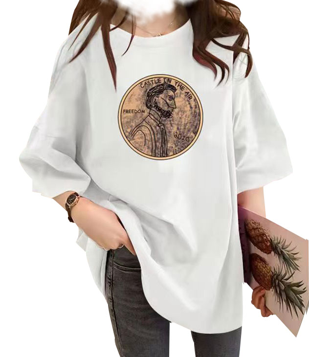 

Tops Short sleeved women's T-shirt Summer solid color loose large size cotton T-shirt white sweat-absorbing breathable wholesale trend, Customize