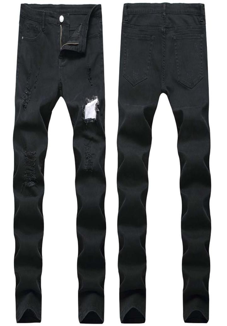 

Men Casual jeans denim Patchwork Ripped Knee Holes jeans Pencil pants Elastic Plus Size 40 high quality 1767178, T-hq13778