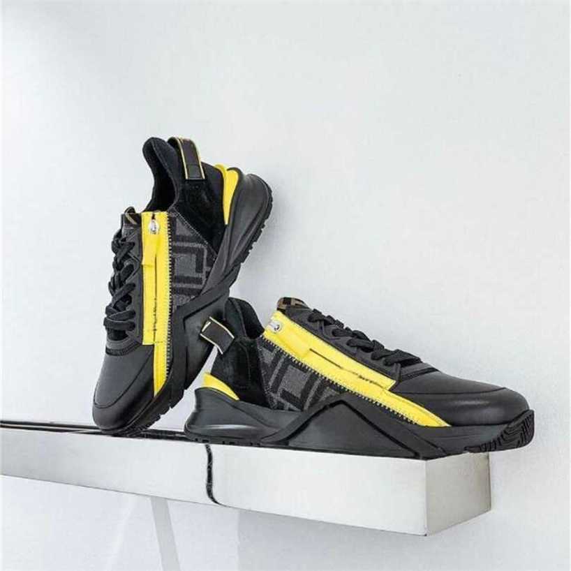 

Luxury Men FLOW Perfect Sneakers Shoes Comfort Casual Men's Sports Zipper Rubber Mesh Lightweight Skateboard Runner Sole Tech Fabrics Trainer BoxP62A, 28