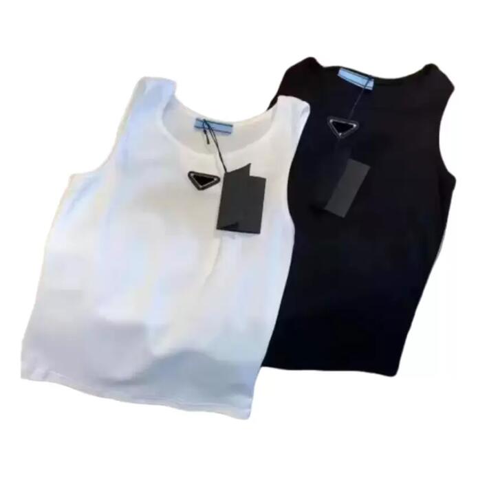 

Womens Tanks Camis Designer Womens Knits Tees T Shirts Sleeveless Woman Summer Tees Vest Short ShirtPRA Lady Slim Vests Ice Silk Tops, White