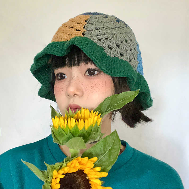 

HBP Knitted Wide Brim Hats Colorful Bucket Hat Spring and Autumn Hollowed Out Breathable Cute Fisherman Cap Men Designer Women's Hats Beanie Caps P230311
