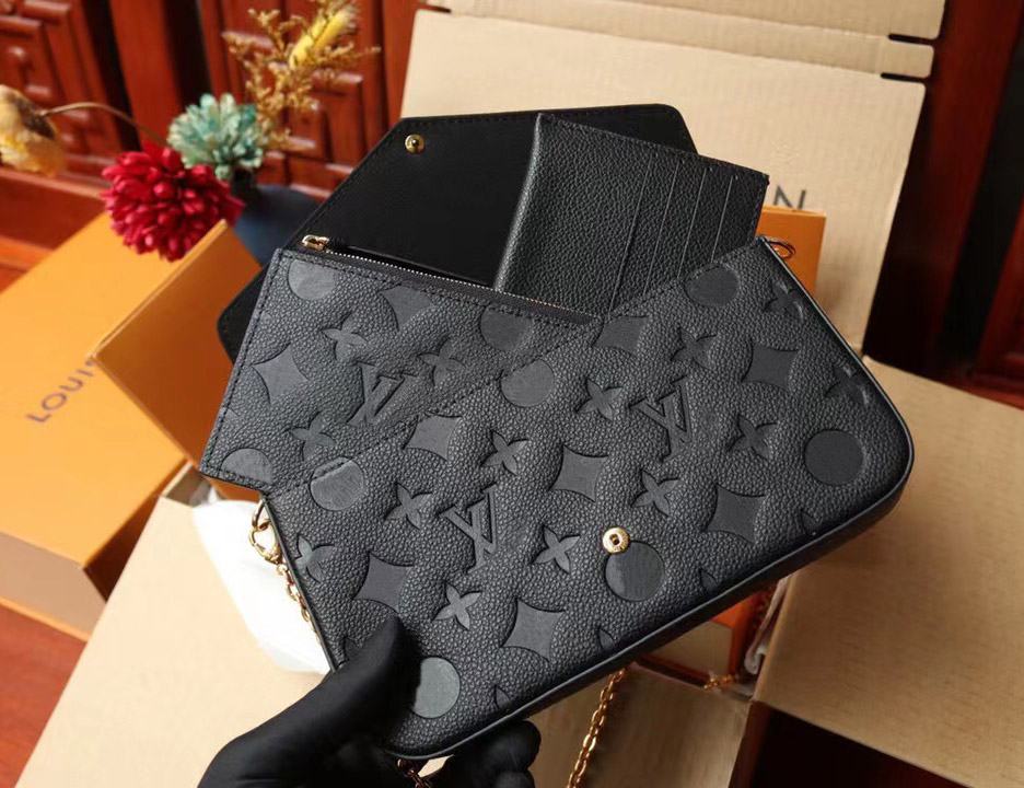 

Top Quality Chain Evening Shoulde Bags Women EMPREINTE Leather POCHETTE FELICIE louise viuton Messenger Bag Purse Ladies vutton Handbag Wallet lv Tote M64064, Embossing red