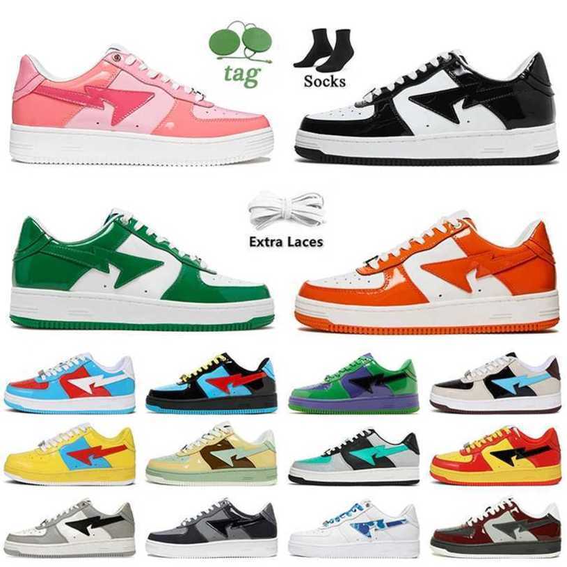 

2023 with Socks Designer Casual Shoes Bapestas Sta Sk8 Women Mens Bapesta Shoe Color Camo Combo Black Grey Orange Abc Red Platform Sneakers Train, B44 m1 pink suede 36-45