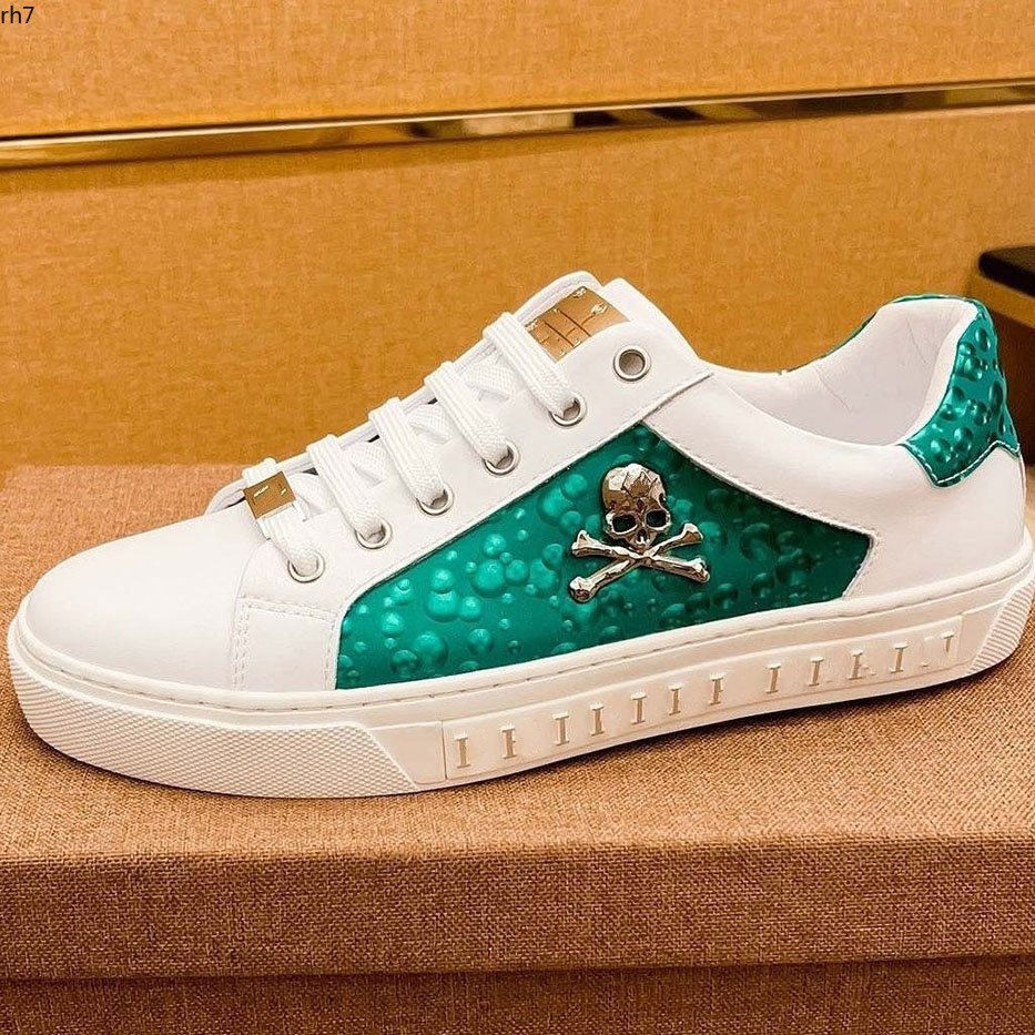 

Fashion Luxury Men Leather Lace Up Platform Oversized Sole Sneakers White Casual Printed RD mjk rh70000001