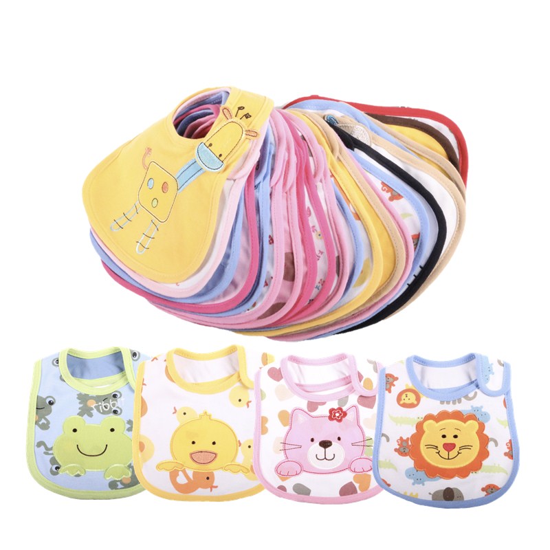 

10PCS Baby Bibs Cotton Cute Cartoon Pattern Toddler Waterproof Saliva Towel Fit 0-3 Years loth diaper burp cloths
