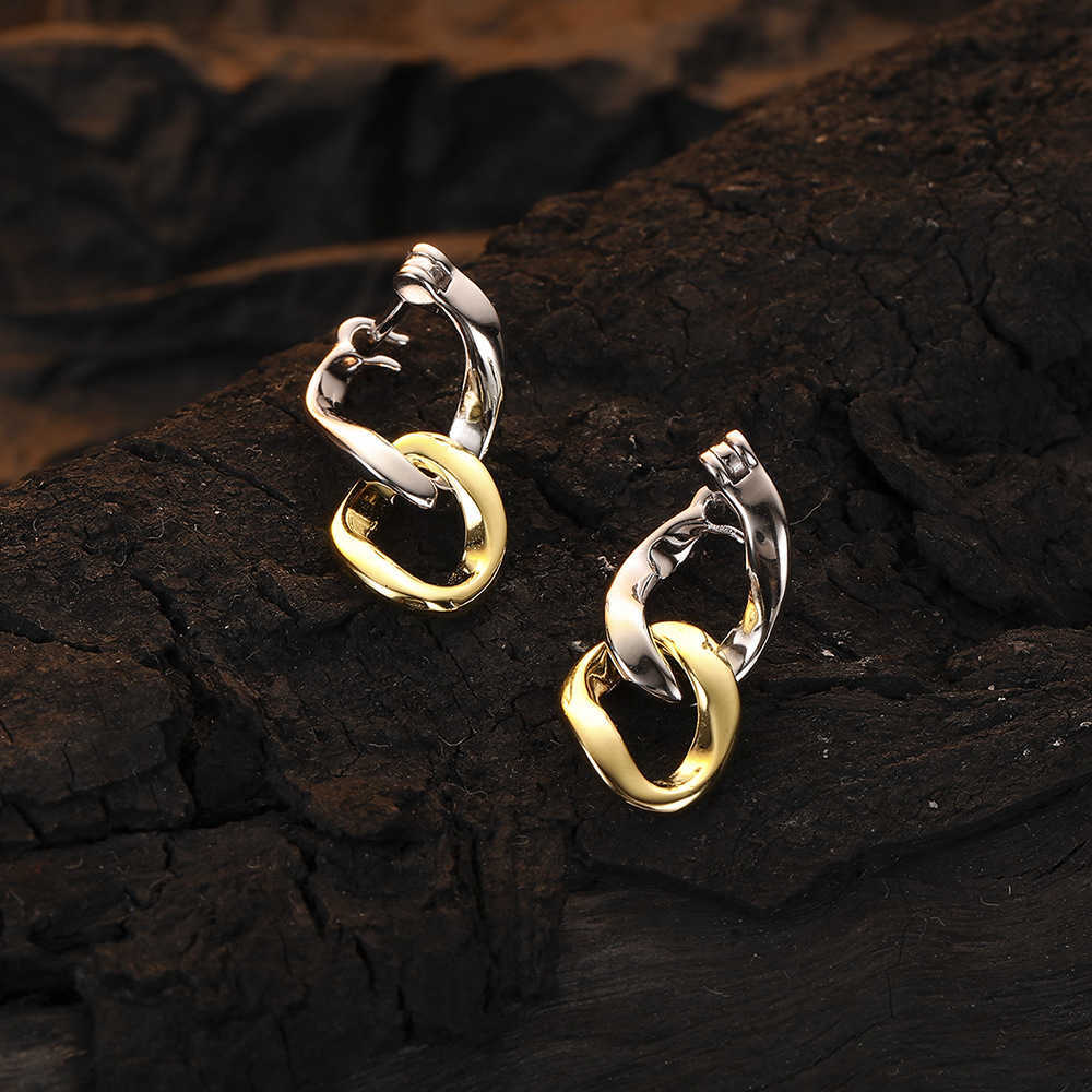 

Eearings S925 silver chain color contrast small design sense light luxury personalized fashion earrings linkA