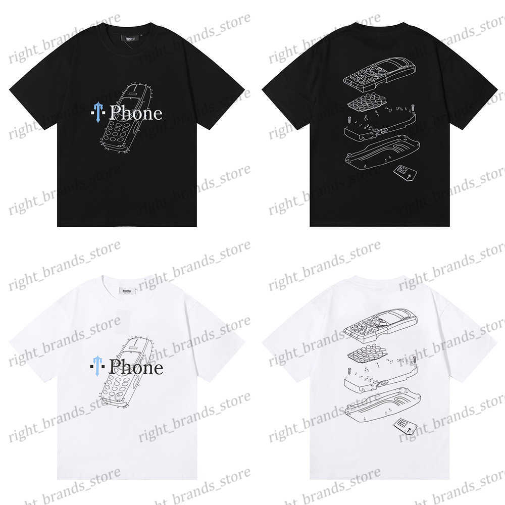 

Men' T-Shirts Xia Xiaozhong Trapstar Big Brother dotted line printed men' and women' double yarn loose casual short-sleeved T-shirt T230311, Black