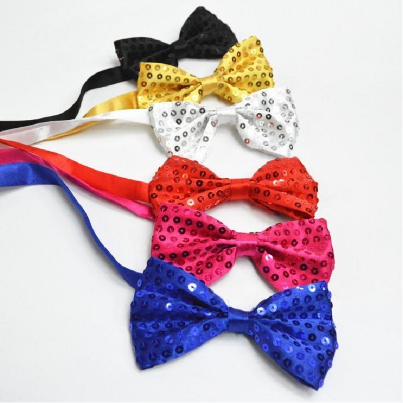 

Ties Paillette Bow Tie Magic Show Neckwear Stage Adult Children Butterfly Dance Performance Cravat Party Cosplay Accessory 10pcsLot 230311, Different color mix