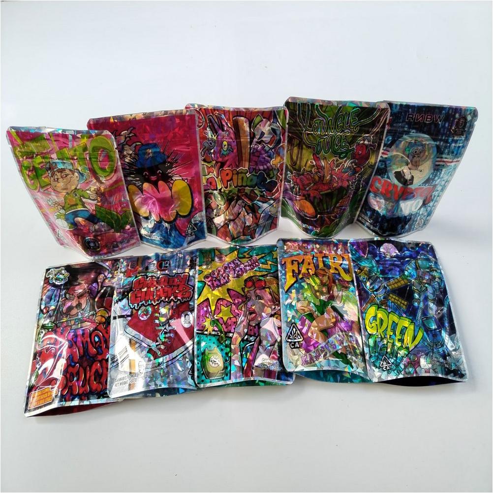 

Packing Bags Super Maz 10Design Hologram Gumbo Runtz Cake Edibles Candy Package Packaging Mylar 3.5 Gram Zipper For Cherry Gelato He Otisk