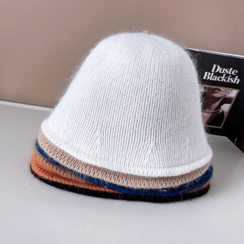 

HBP Winter Wide Autumn Brim Hats Knitted Bucket Hat Women's Wool Warm Fisherman Hats Outdoor Female Foldable Basin Caps P230311, Blue
