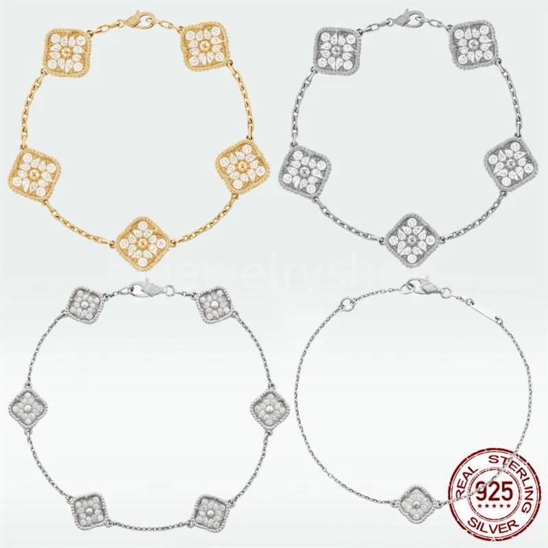 

Classic Fashion Charm Bracelets 4Four Leaf Clover Designer Jewelry 18K Gold Bangle bracelet for women men Necklaces Chain elegant jewelry