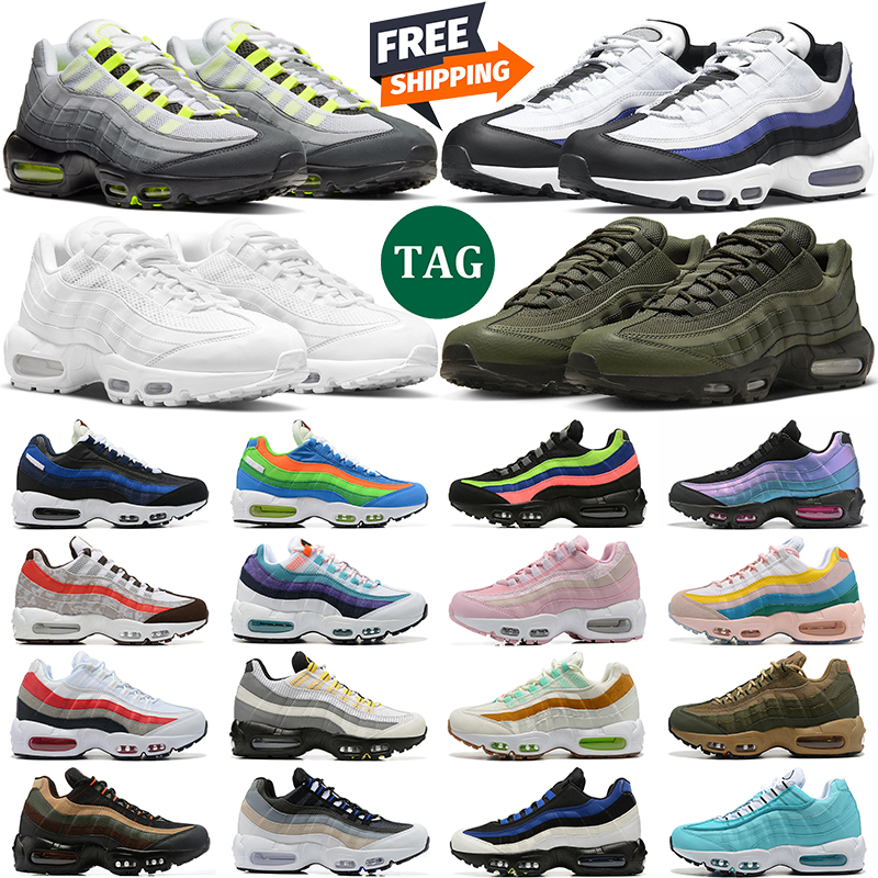 

men women 95 neon running shoes persian violet triple white black gold olive reflective tour yellow 95s mens trainer, # 1