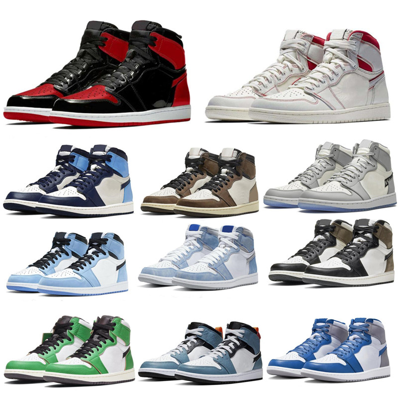 

High Quality University air Mens retro jordon 1 Basketball shoes 1s New beginnings High Dark Mocha UNC Light Smoke Grey Chicago patent bred royal toe men, R1