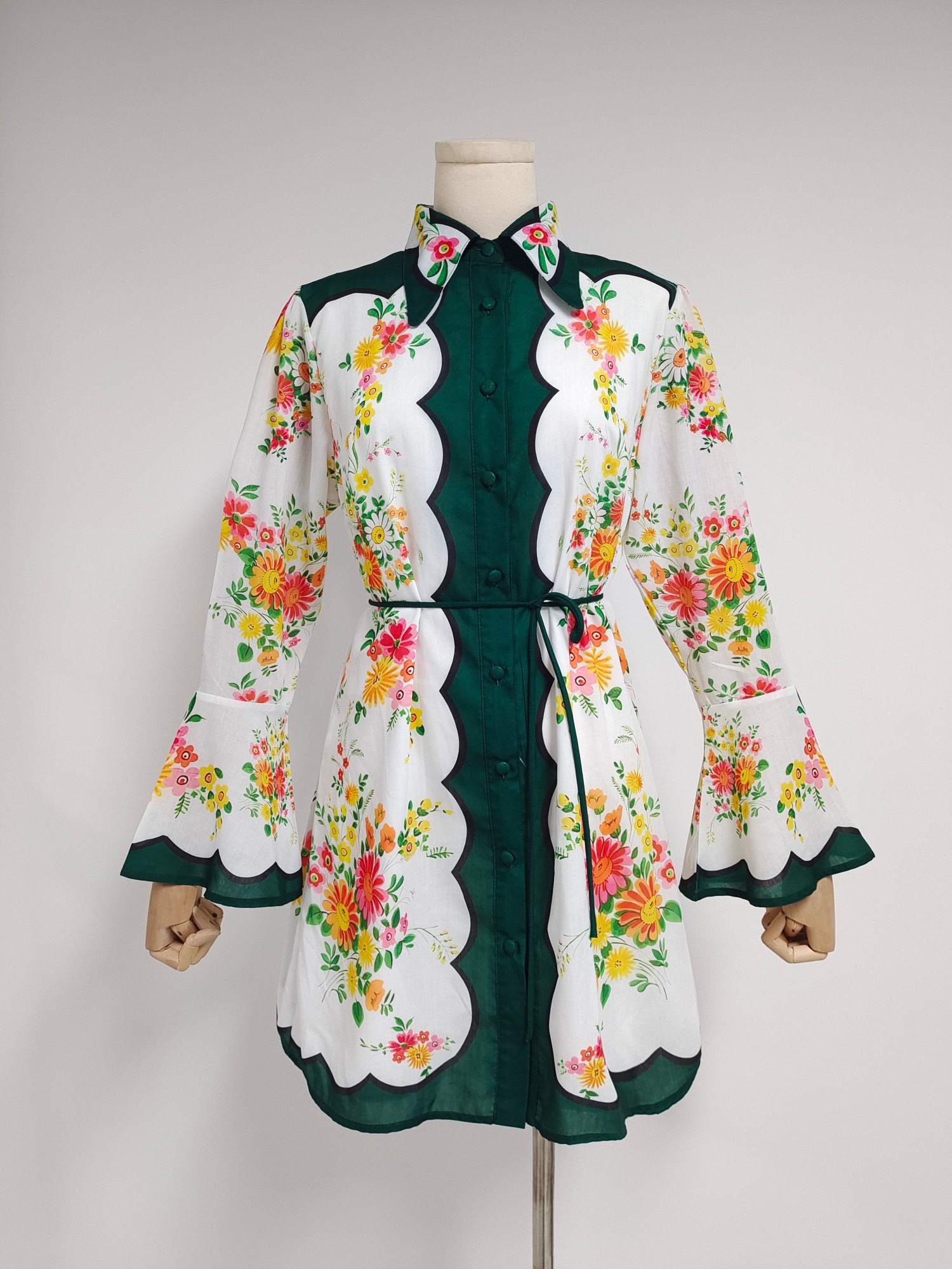 

23 New printed half-length dress button belt, White