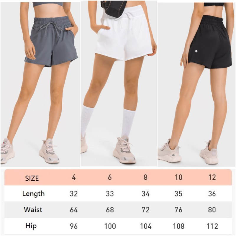 

LL DK361 Women Yoga Outfit Girls Shorts Running Ladies Casual Short Pants Adult Trainer Sportswear Exercise Fitness Wear Breathable Drawstring, Orange