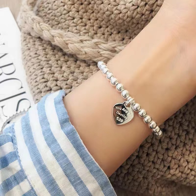 

tiffany bracelets women Beaded heart original ladies round bead bracelet suitable for Christmas New Year's Day party and birthday gifts