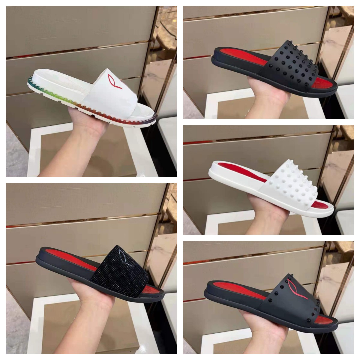 

Newest arrivel summer slippers fashion slides triple black white red mens women flat flip flops beach hotel platform indoor bottoms sandals small lady big EUR36-45, Color 8