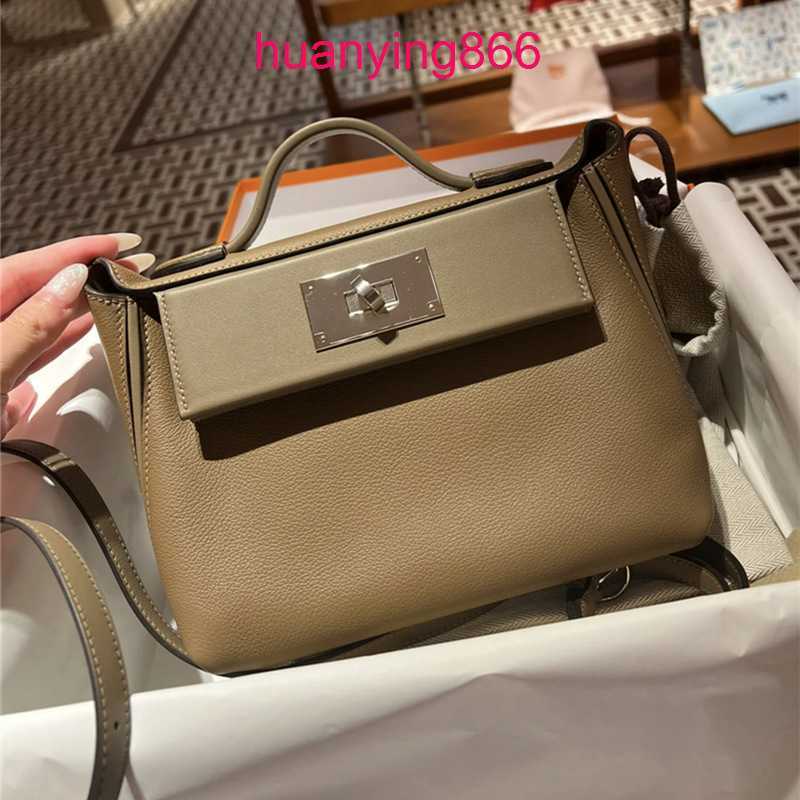 

for Bags Designer Herms's Woman Cowhide 2424 mini Kelys's Lock Buckle Single Shoulder Diagonal Span Double Large Capacity Fashion Trend Women's Leisure SO1K, Elephant grey