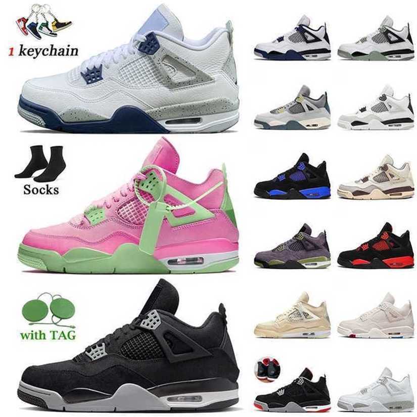 

Basketball Shoes New Sneakers s Trainers Midnight Navy Black Canvas Sail Pink Blue Red Thunder Sports 2023 Women Mens Jumpman 4 4S 4D30, C34 court purple 36-47