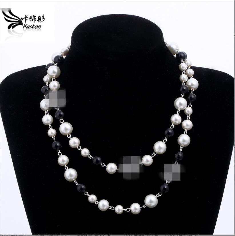 

Pendant Necklaces Double-layer pearl letter necklace fashion sweater chain birthday Christmas gift