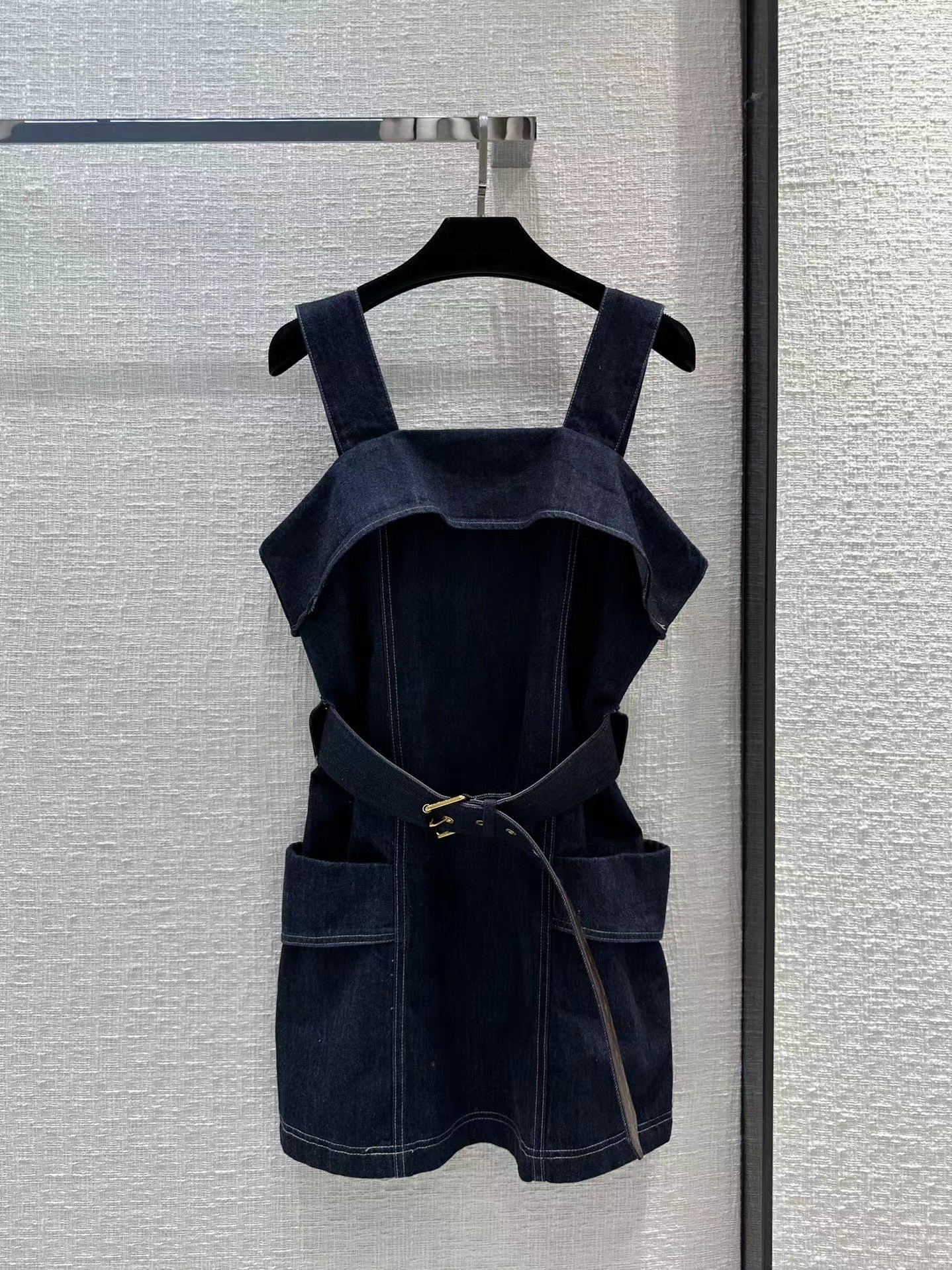 Milan Runway dresses 2023 Spring Summer Spaghetti Strap Designer Sundress Brand Same Style Dress 0311-8