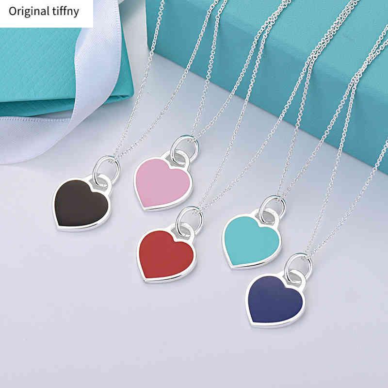 

Original Enamel 925 Sterling Silver Design Necklaces For Women Jewelry With Box Heart Necklace Wholesale Y220322