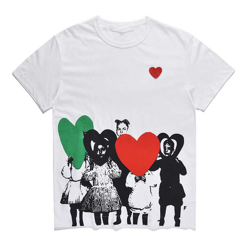 

Designer t Shirt Commes Des Garcons Chaopai Men' Clothing T shirt Fashion Love Printed Pure Cotton Pullover Round Neck Top Cdgs Play, White6