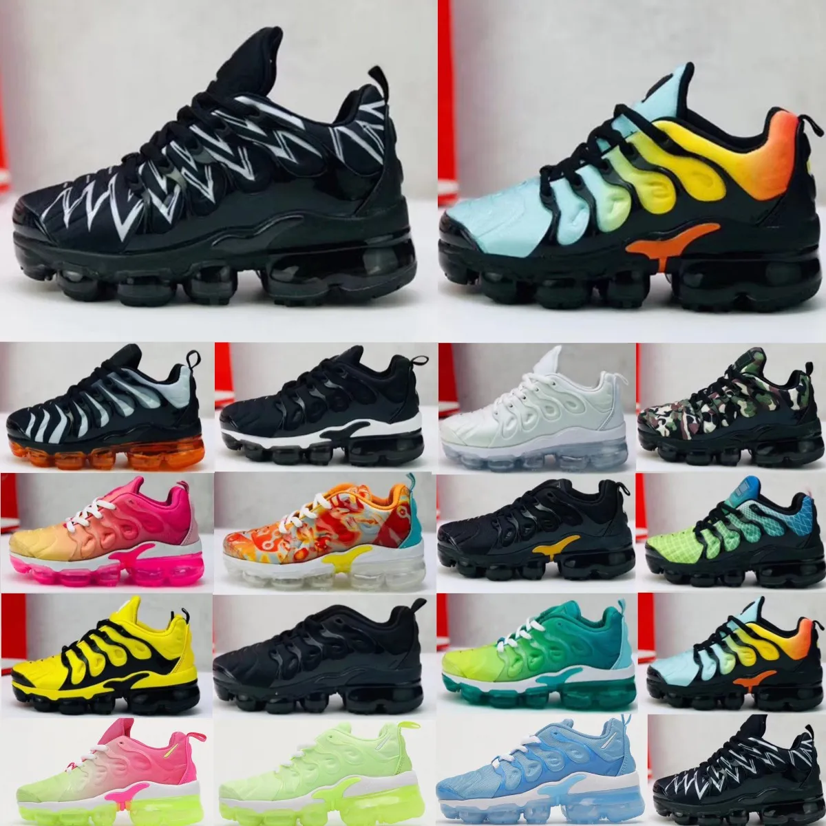 

enfants Plus tn Athletic Sneaker Outdoor tns Sports Running Children sport Boys Girls Trainers Classic Toddler Black Siren Red, With box