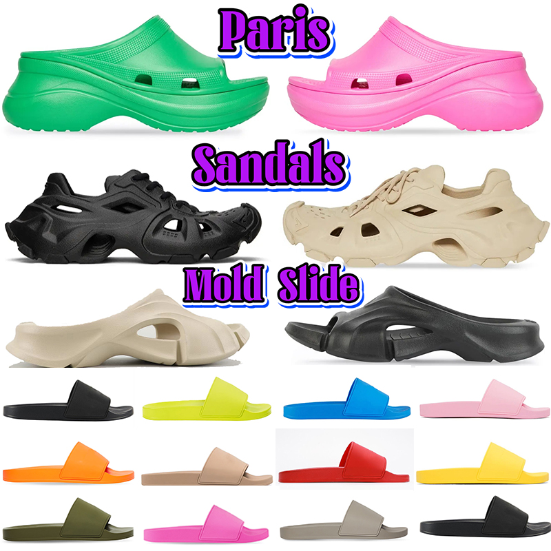 

Paris Sandals Mold Slides Slippers Mens Designer HD Lace-up Sneaker Womens Crocs Pool Slide Sandal platform rubber Slipper Foam Runner sliders Luxury men beach shoes