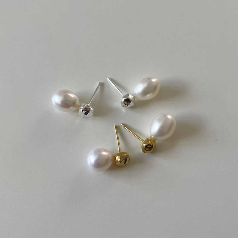 

Eearings S925 Sterling Freshwater Pearl Irregular Broken Silver Temperament Girls Light Luxury Fashion Earrings linkA
